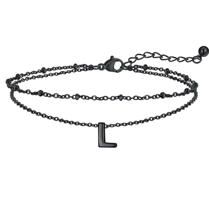 Initial Layered Anklet for Women