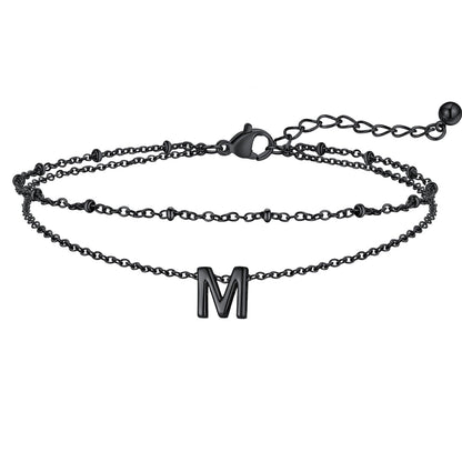 Initial Layered Anklet for Women
