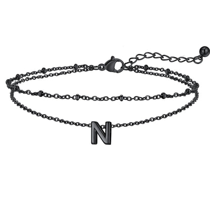 Initial Layered Anklet for Women