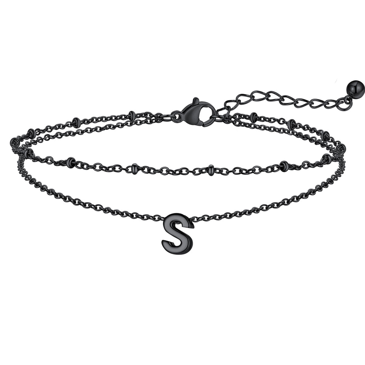 Initial Layered Anklet for Women