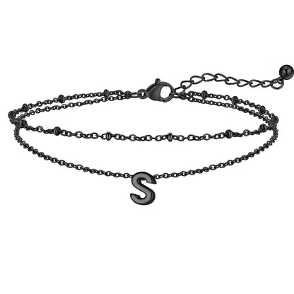 Initial Layered Anklet for Women