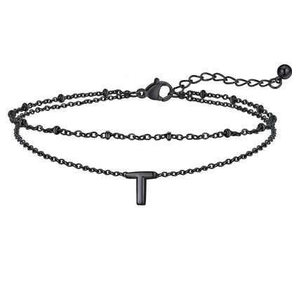 Initial Layered Anklet for Women