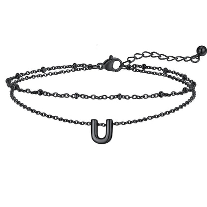 Initial Layered Anklet for Women
