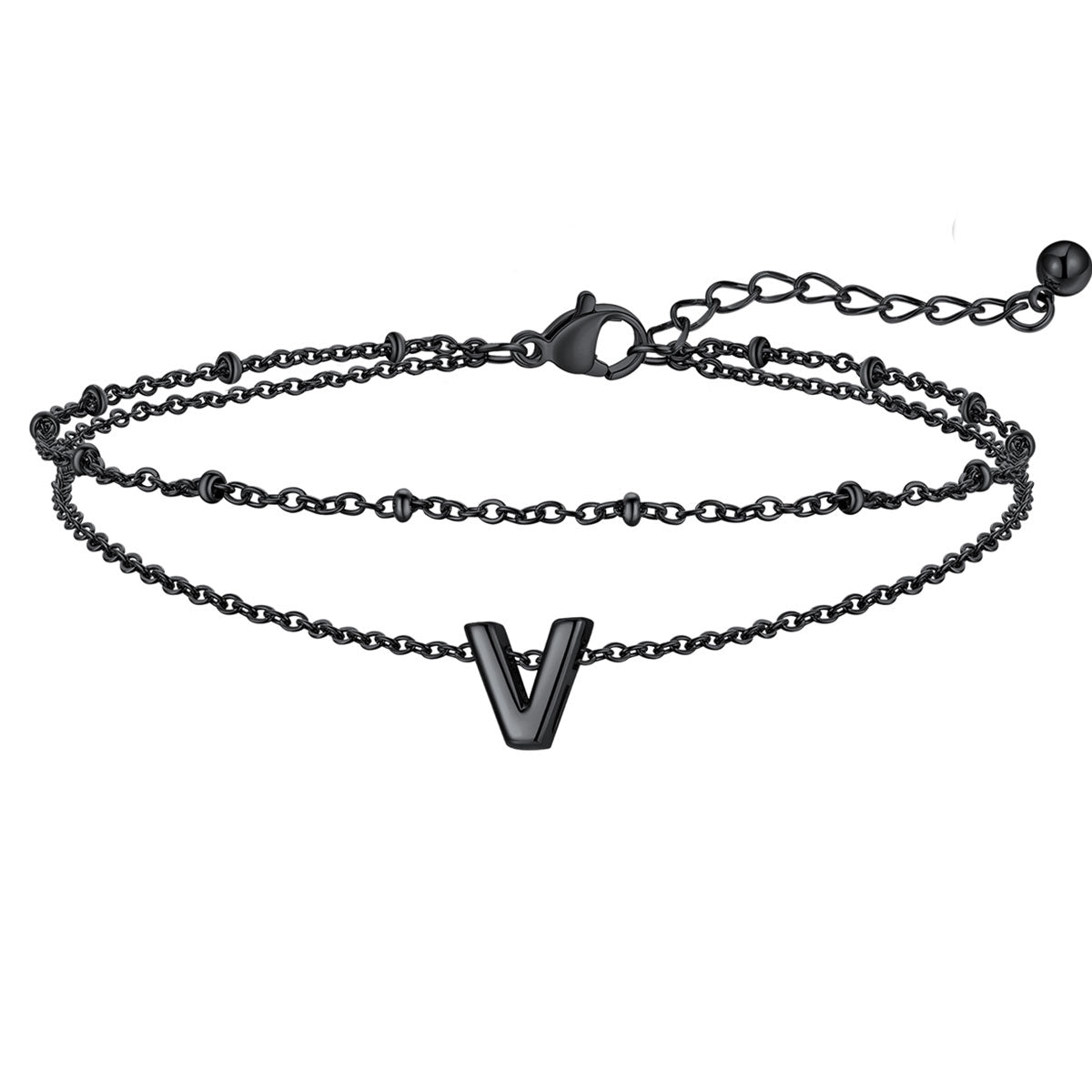 Initial Layered Anklet for Women
