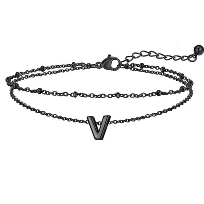 Initial Layered Anklet for Women