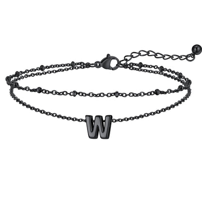 Initial Layered Anklet for Women
