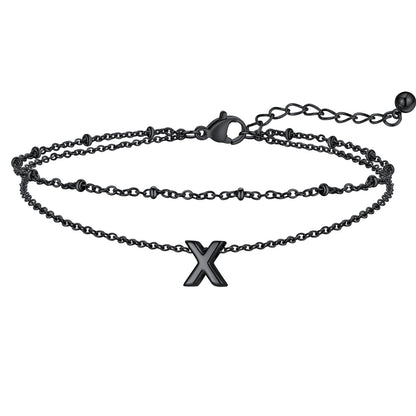 Initial Layered Anklet for Women