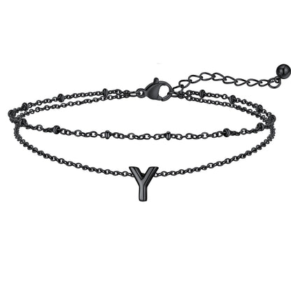 Initial Layered Anklet for Women