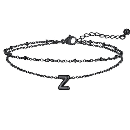 Initial Layered Anklet for Women