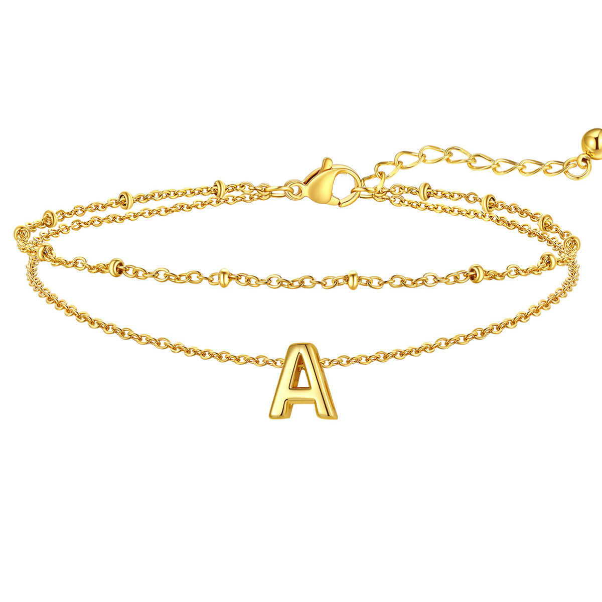 Initial Layered Anklet for Women