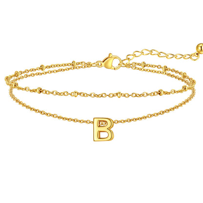 Initial Layered Anklet for Women