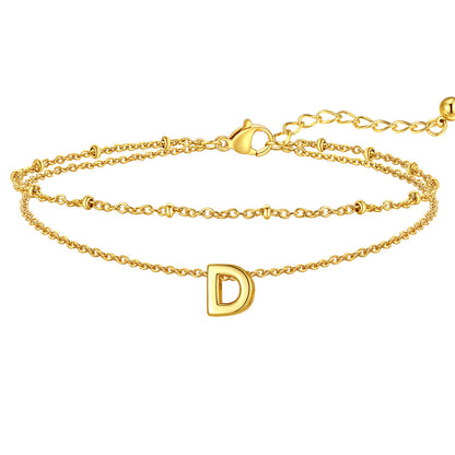 Initial Layered Anklet for Women