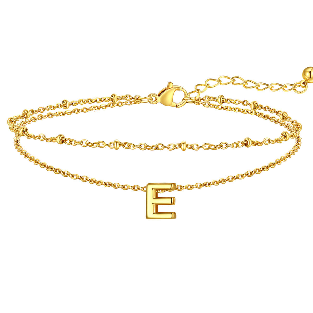 Initial Layered Anklet for Women