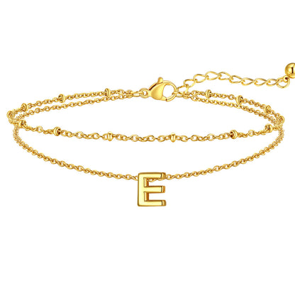 Initial Layered Anklet for Women