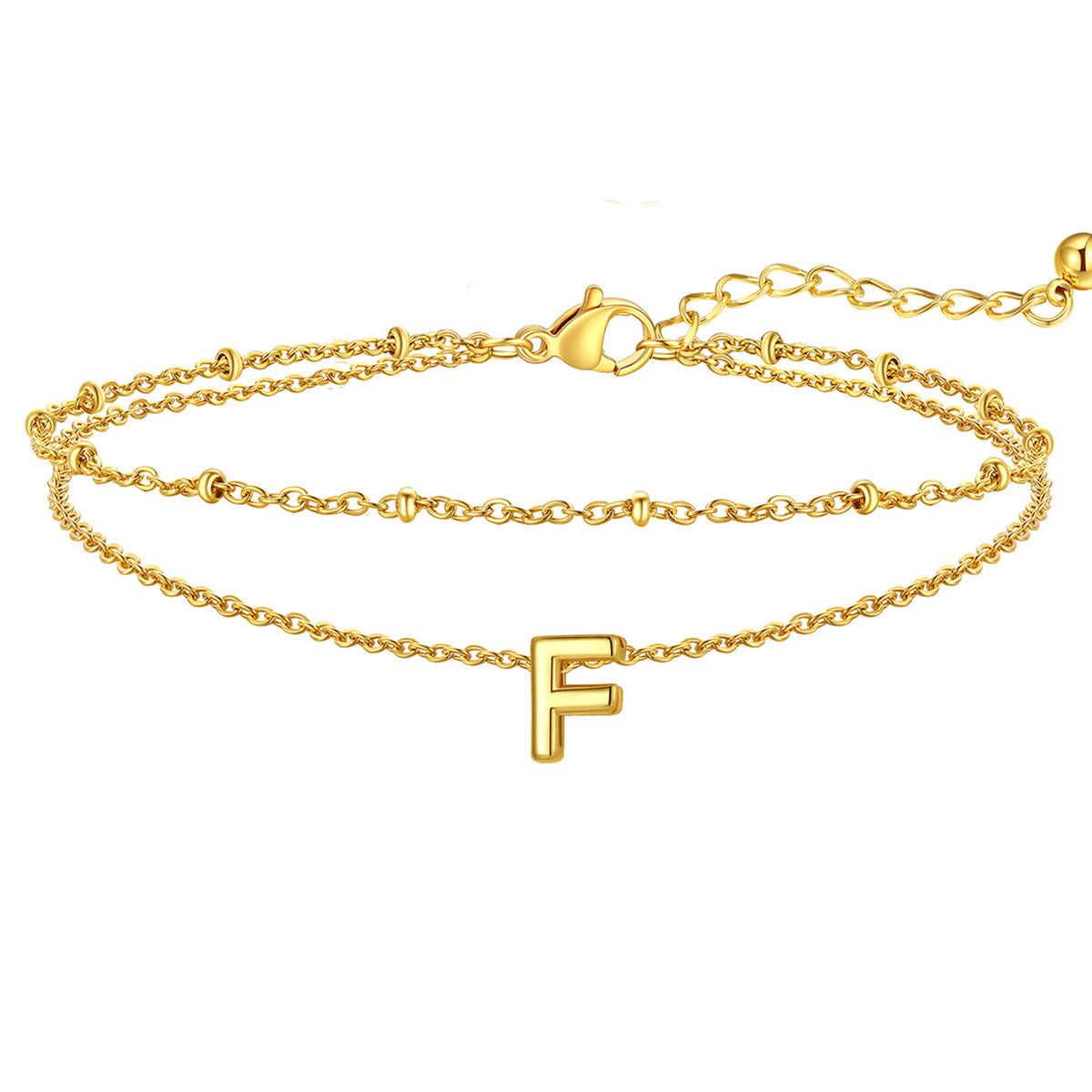 Initial Layered Anklet for Women