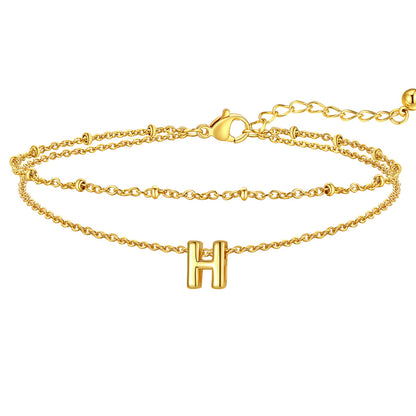 Initial Layered Anklet for Women