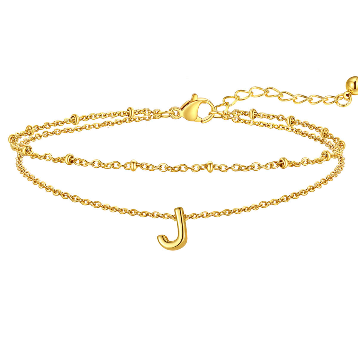 Initial Layered Anklet for Women