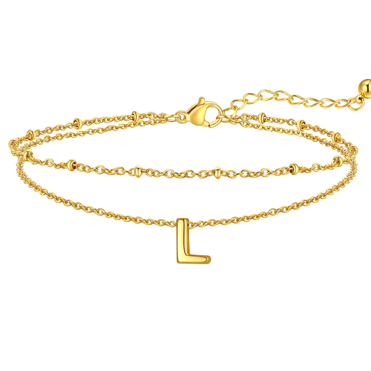Initial Layered Anklet for Women