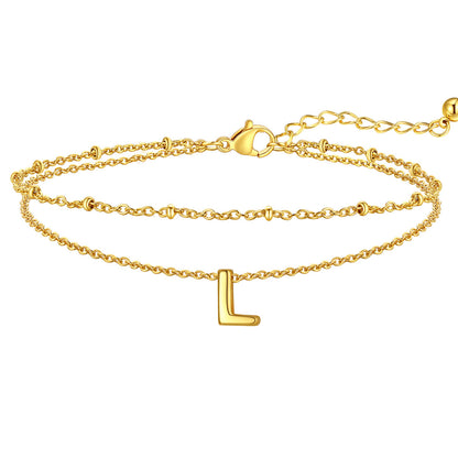 Initial Layered Anklet for Women