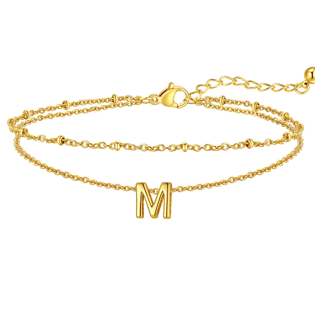 Initial Layered Anklet for Women