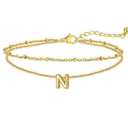 Initial Layered Anklet for Women