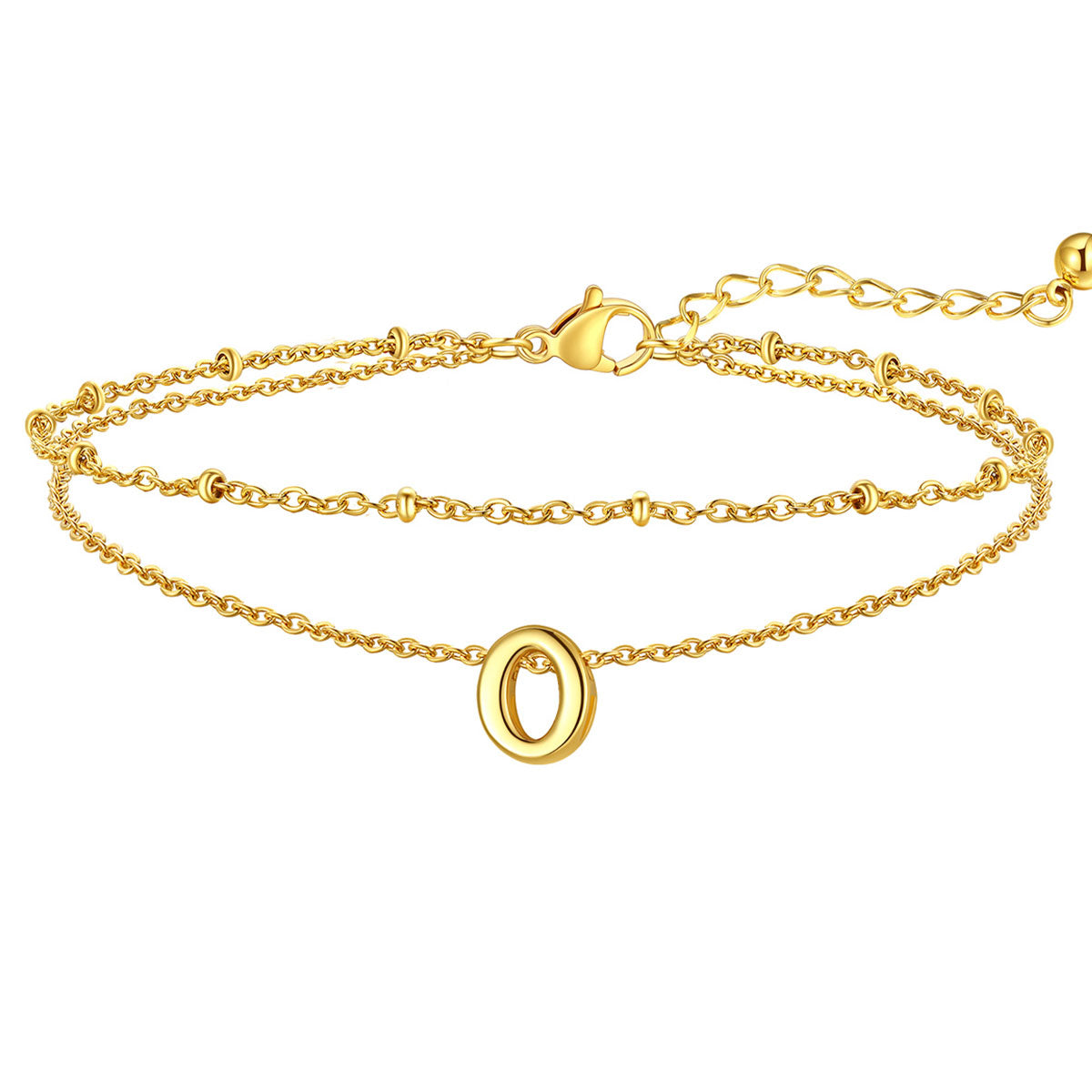 Initial Layered Anklet for Women