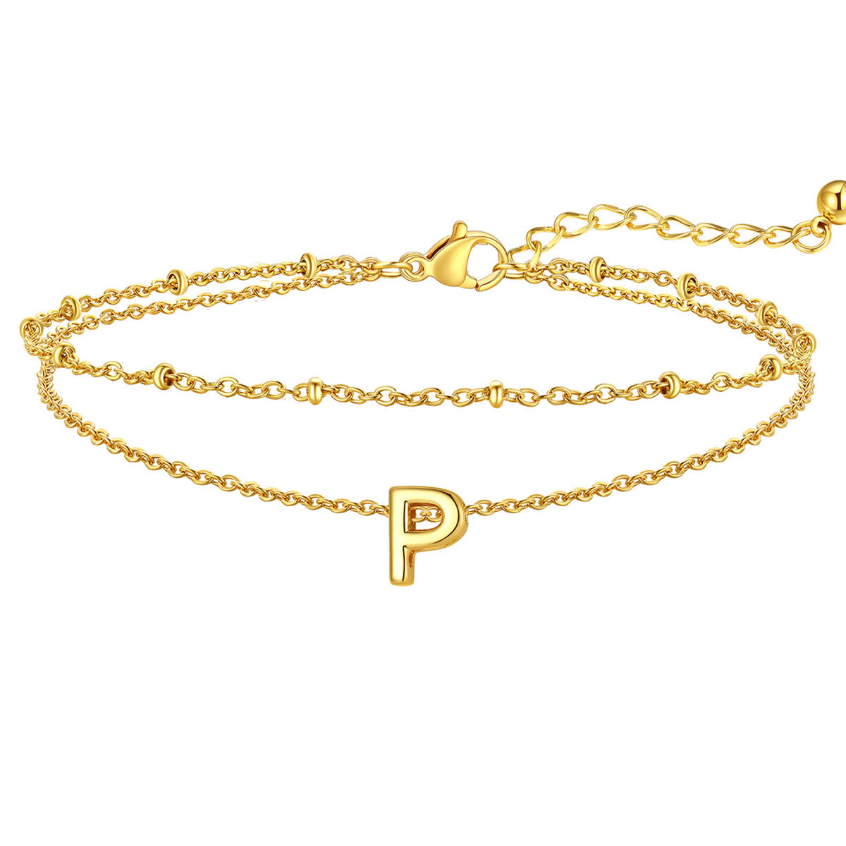 Initial Layered Anklet for Women