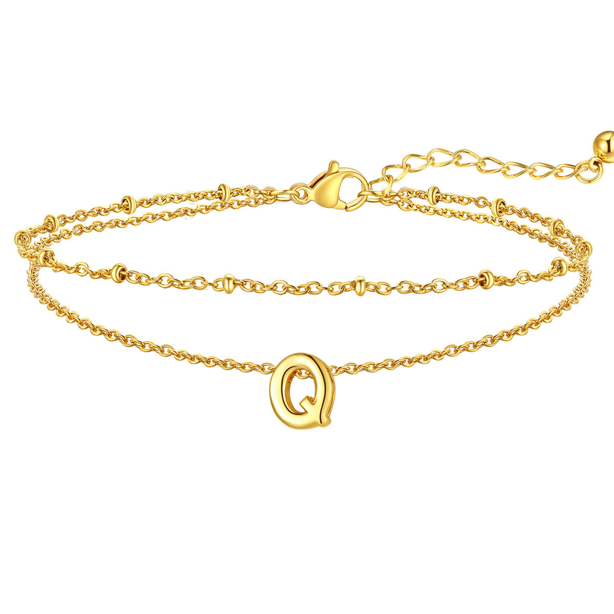 Initial Layered Anklet for Women
