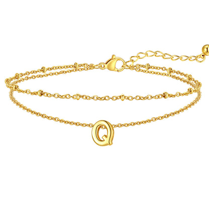 Initial Layered Anklet for Women