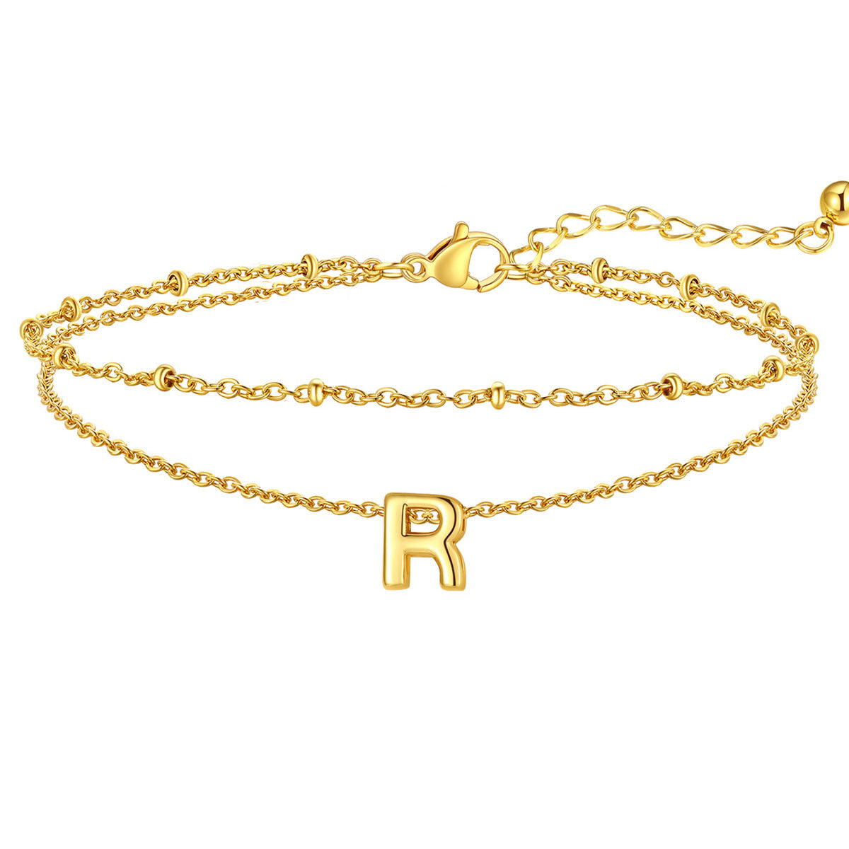 Initial Layered Anklet for Women