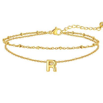 Initial Layered Anklet for Women
