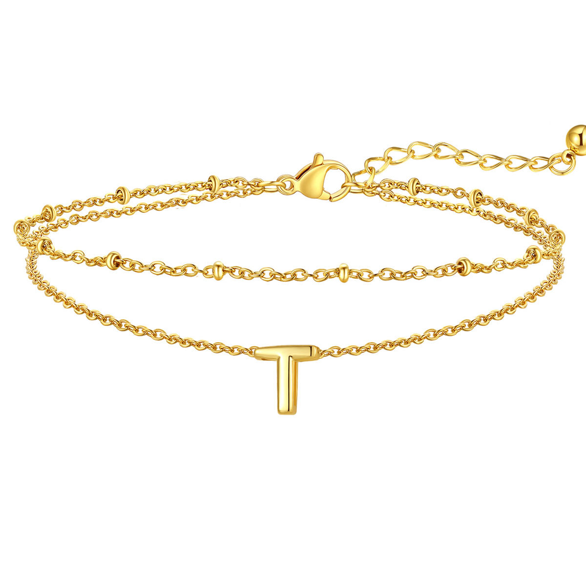 Initial Layered Anklet for Women