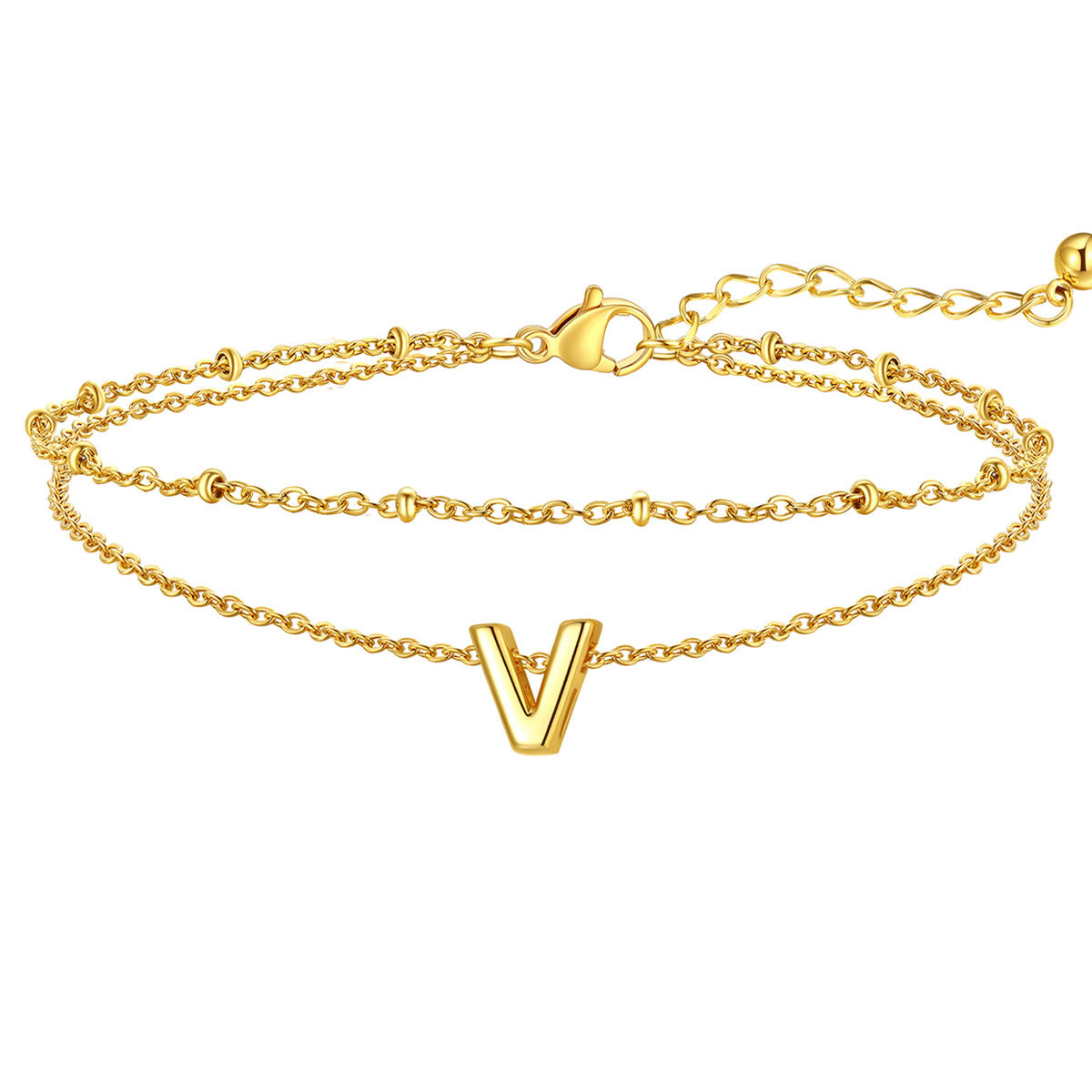 Initial Layered Anklet for Women