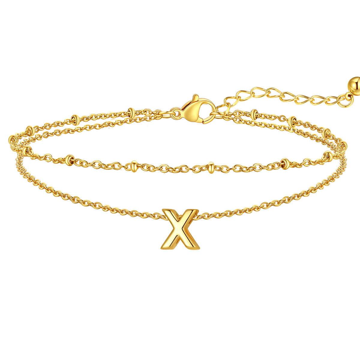 Initial Layered Anklet for Women