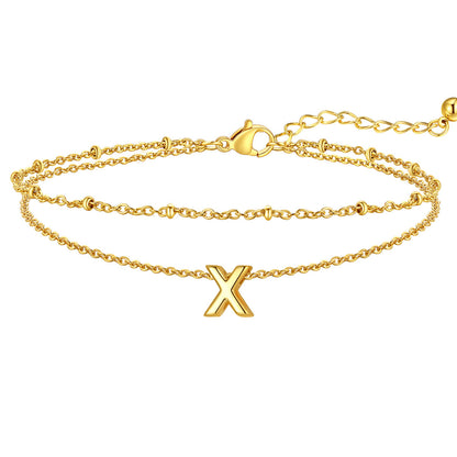 Initial Layered Anklet for Women