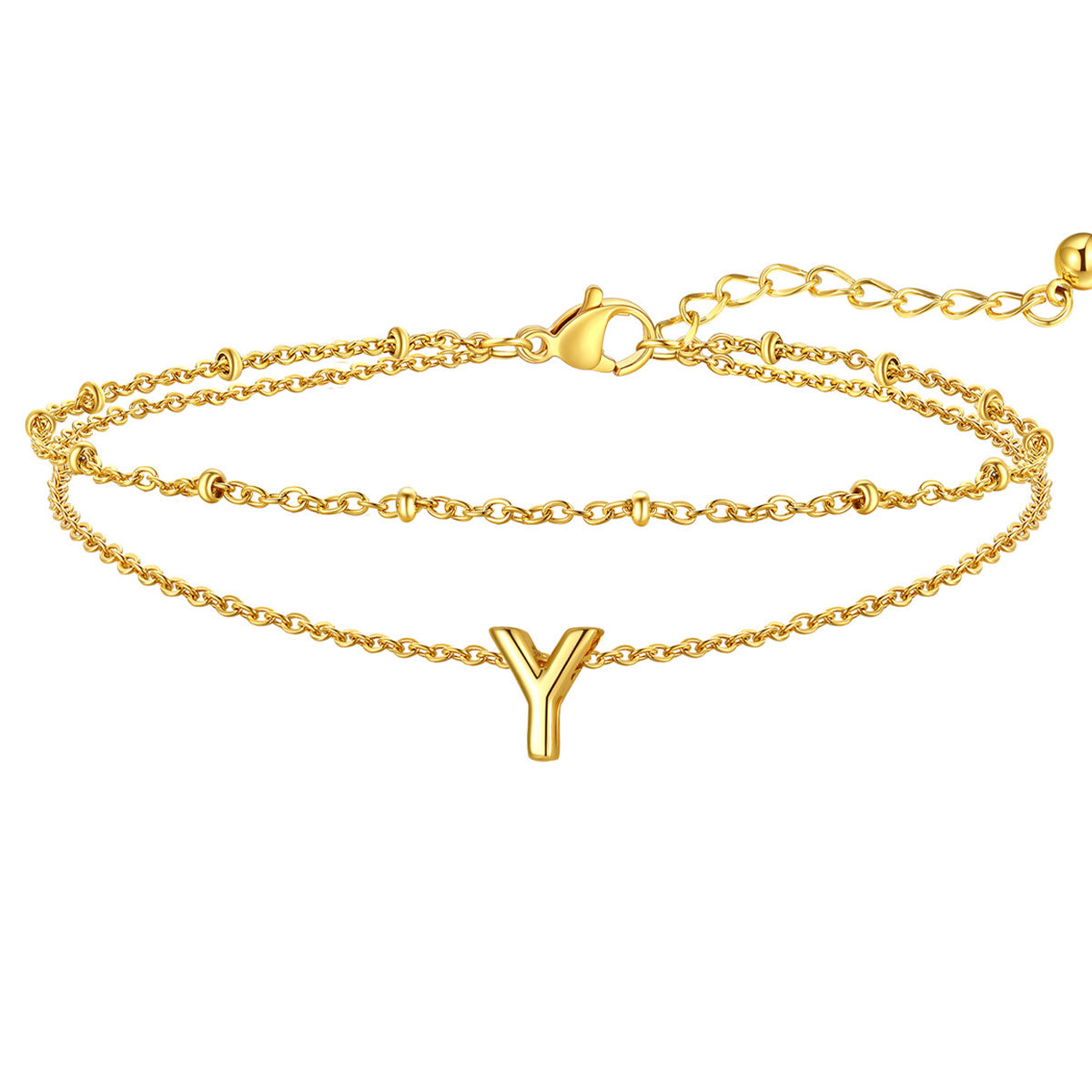 Initial Layered Anklet for Women