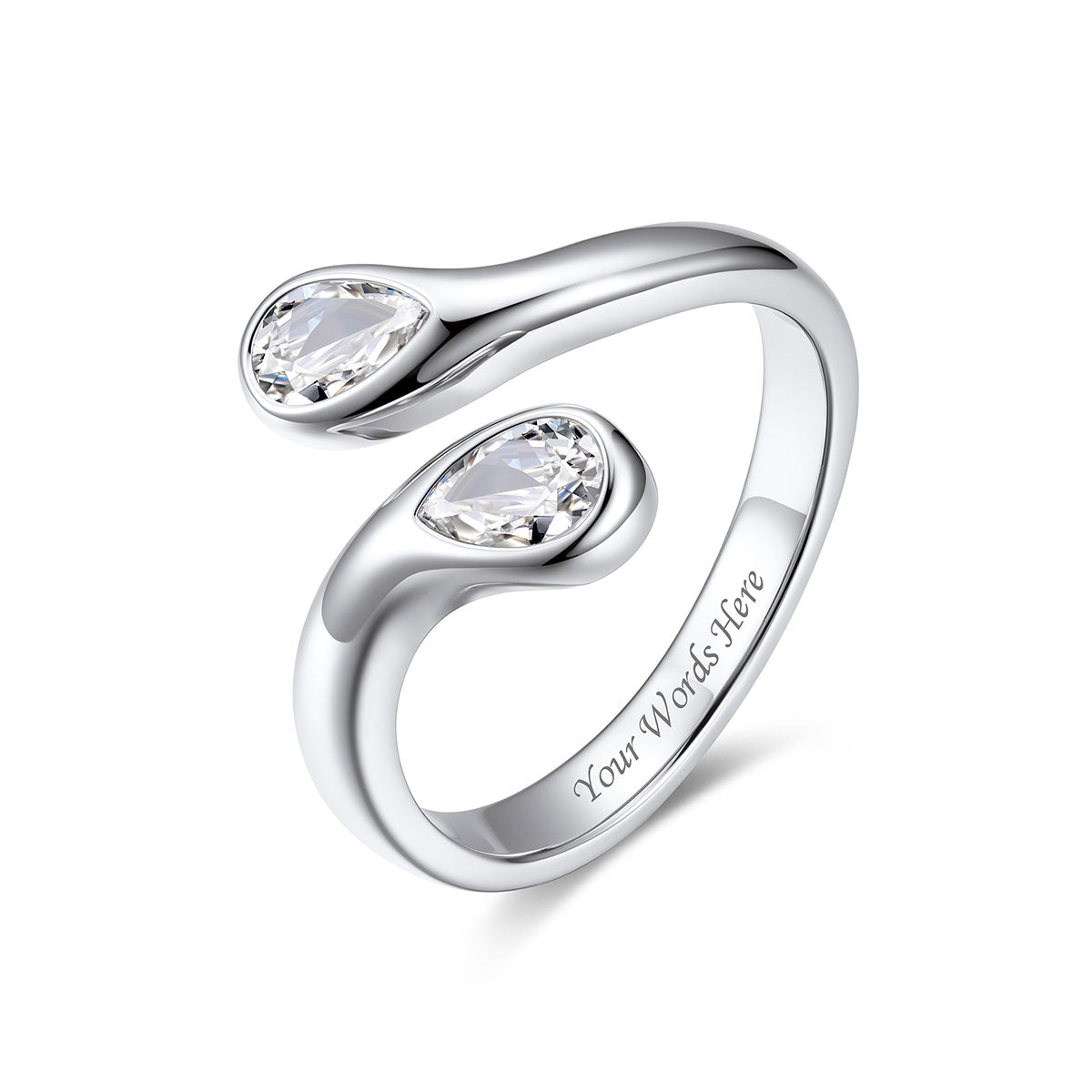Teardrop April Birthstone Adjustable Ring on a white background