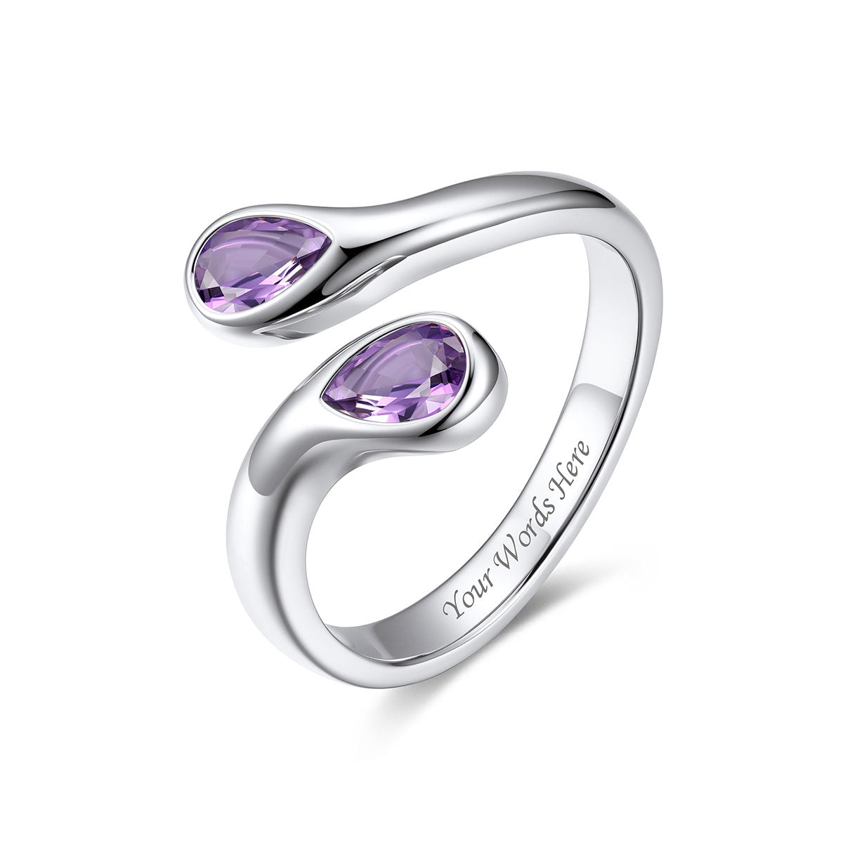 Teardrop June Birthstone Adjustable Ring on a white background