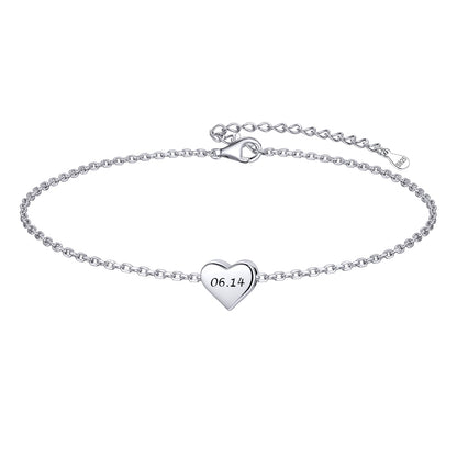 Tiny Heart Bracelet for Women in 925 Sterling Silver Stainless Steel