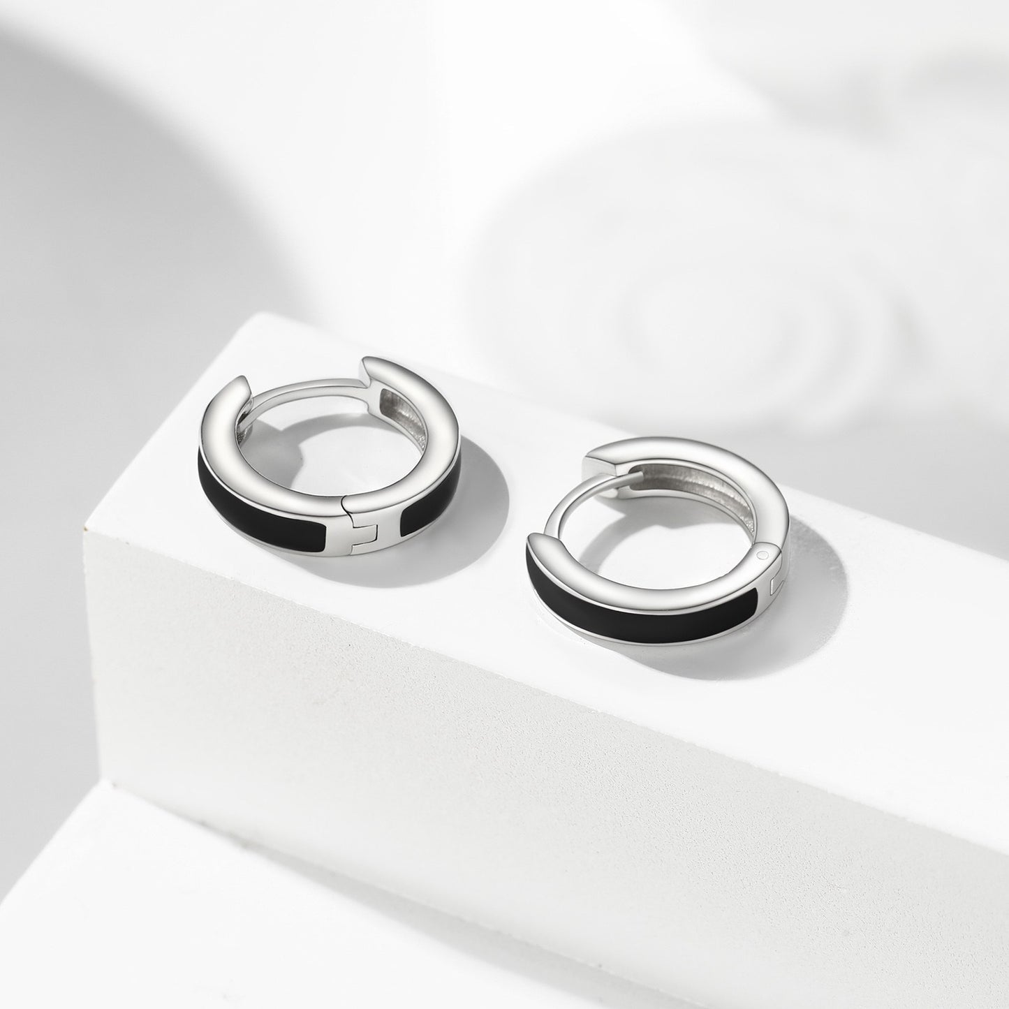 Tiny Huggie Hoop Earrings in Black Plated