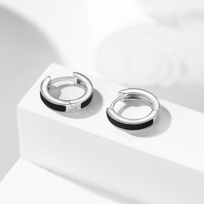 Tiny Huggie Hoop Earrings in Black Plated