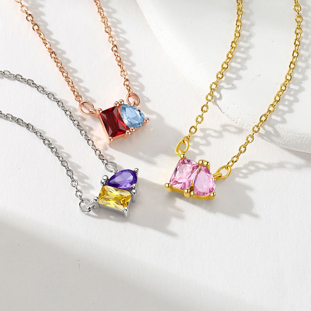 Toi et Moi Birthstone Necklace for Women in different color