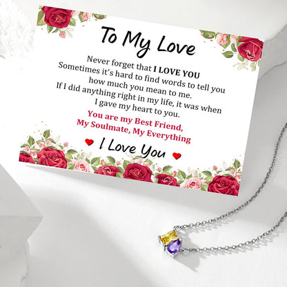 Toi et Moi Birthstone Necklace for Women with greeting card
