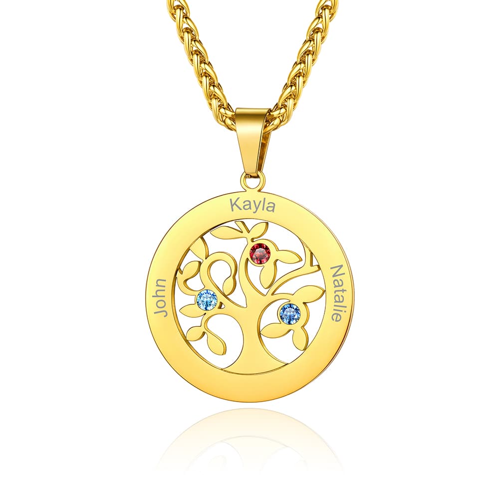 Tree of life necklace 3 Stones Gold