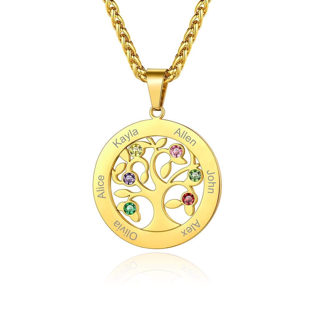 Tree of life necklace 6 Stones Gold