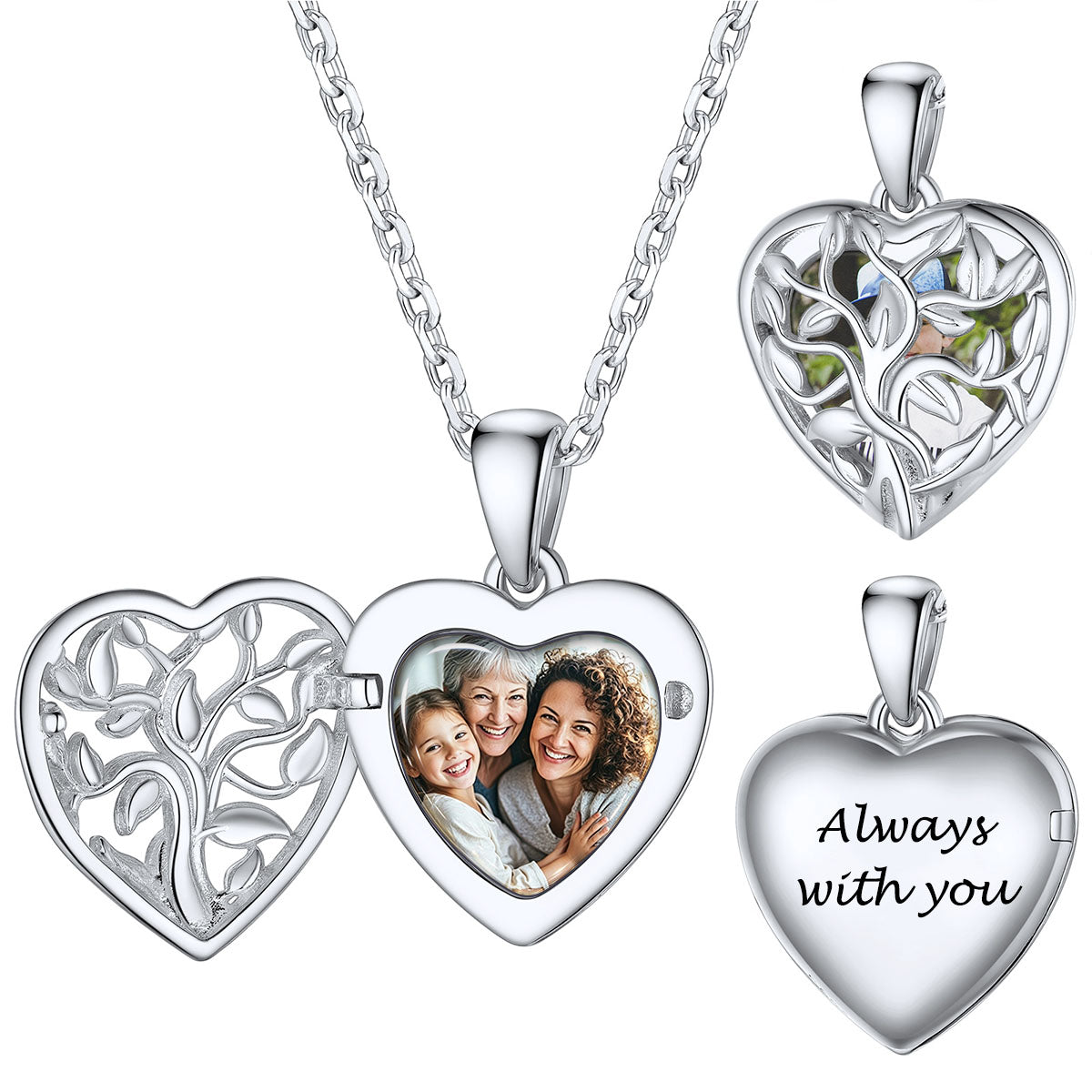 Tree of Life Heart Locket Picture Necklace i
