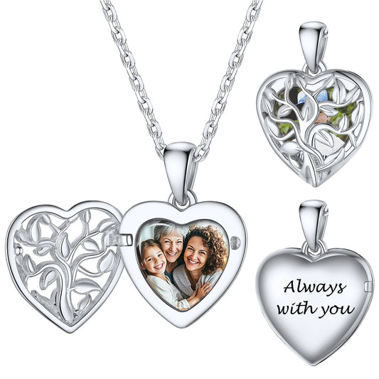 Tree of Life Heart Locket Picture Necklace i