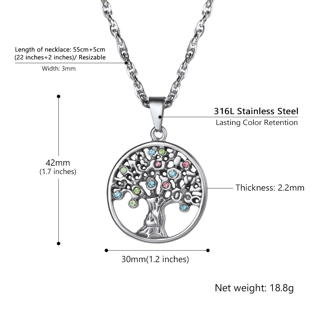 Tree of Life Necklace in Stainless Steel: Dimension, Durable, Solid