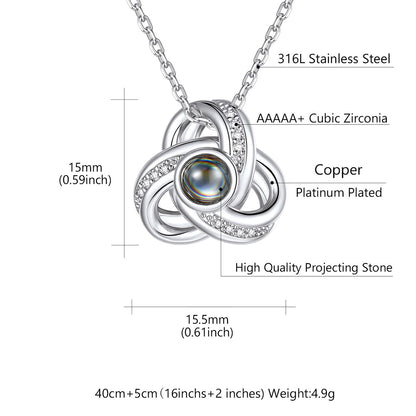 Triple Love Knot Photo Projection Necklace Dimension, Durable