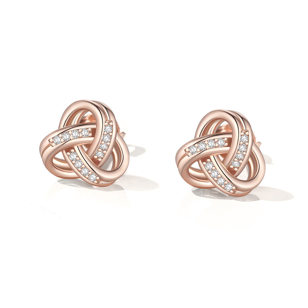 Triple Love Knot Stud Earrings